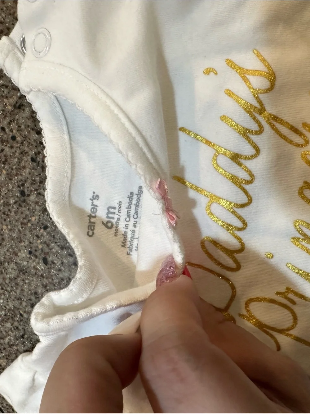 Carter's White Bodysuit with Gold 'Daddy's Princess' and Pink Bow